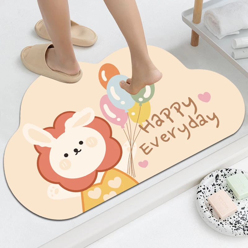 梦轩月创意硅藻泥浴室防滑吸水脚垫地垫家用卧室卫生间速干厕所