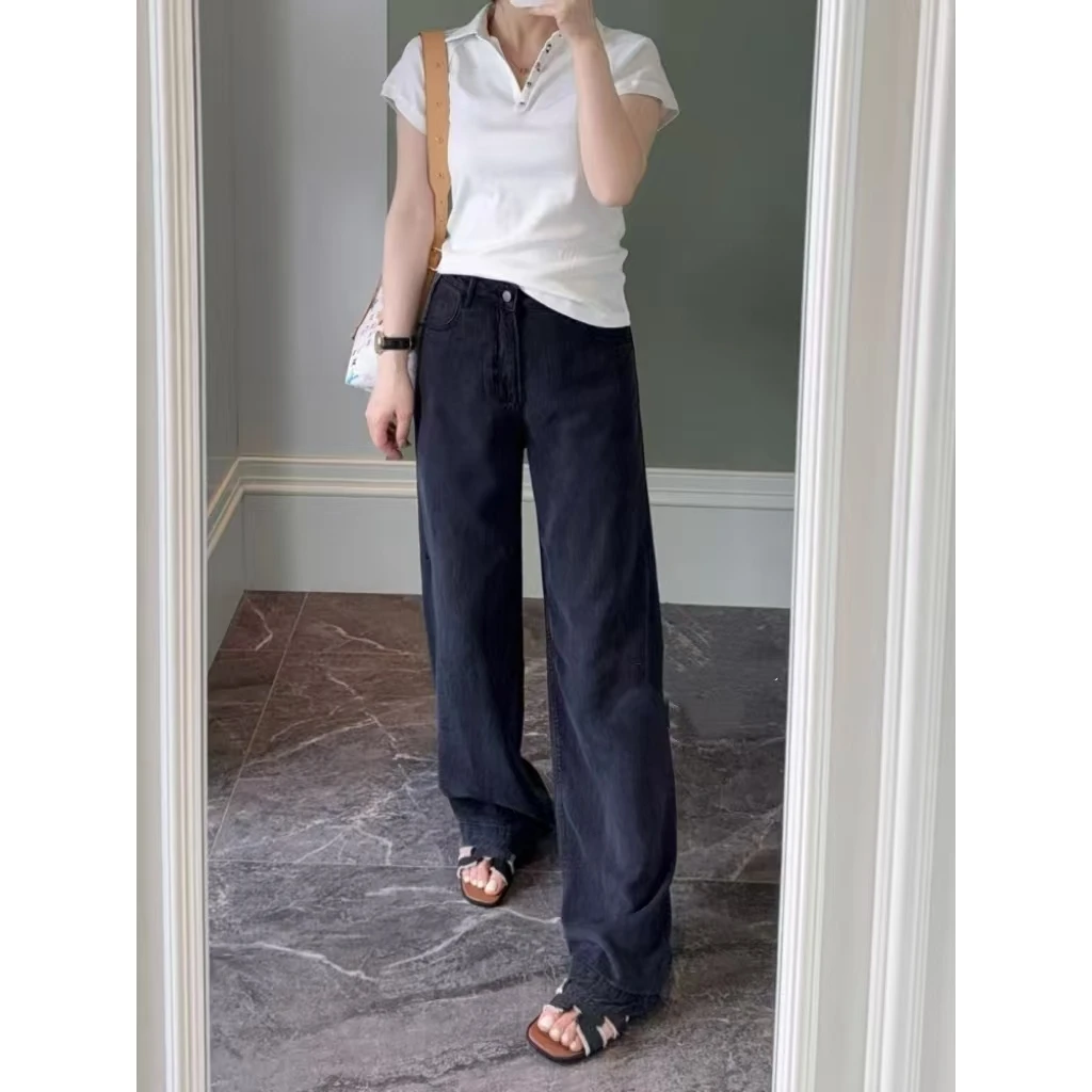 SU【2212】花  愫心   薄款2025夏爆款窄版阔腿直筒裤~