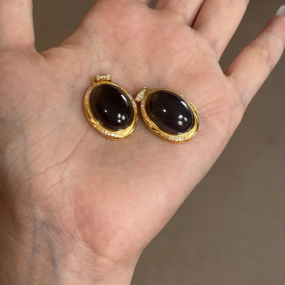 天然和田玉银镶烟紫蛋面吊坠-WCB3081202（多样性发货）