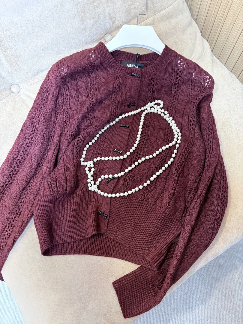 新年氛围复古立体开衫毛衣圆领开衫68314