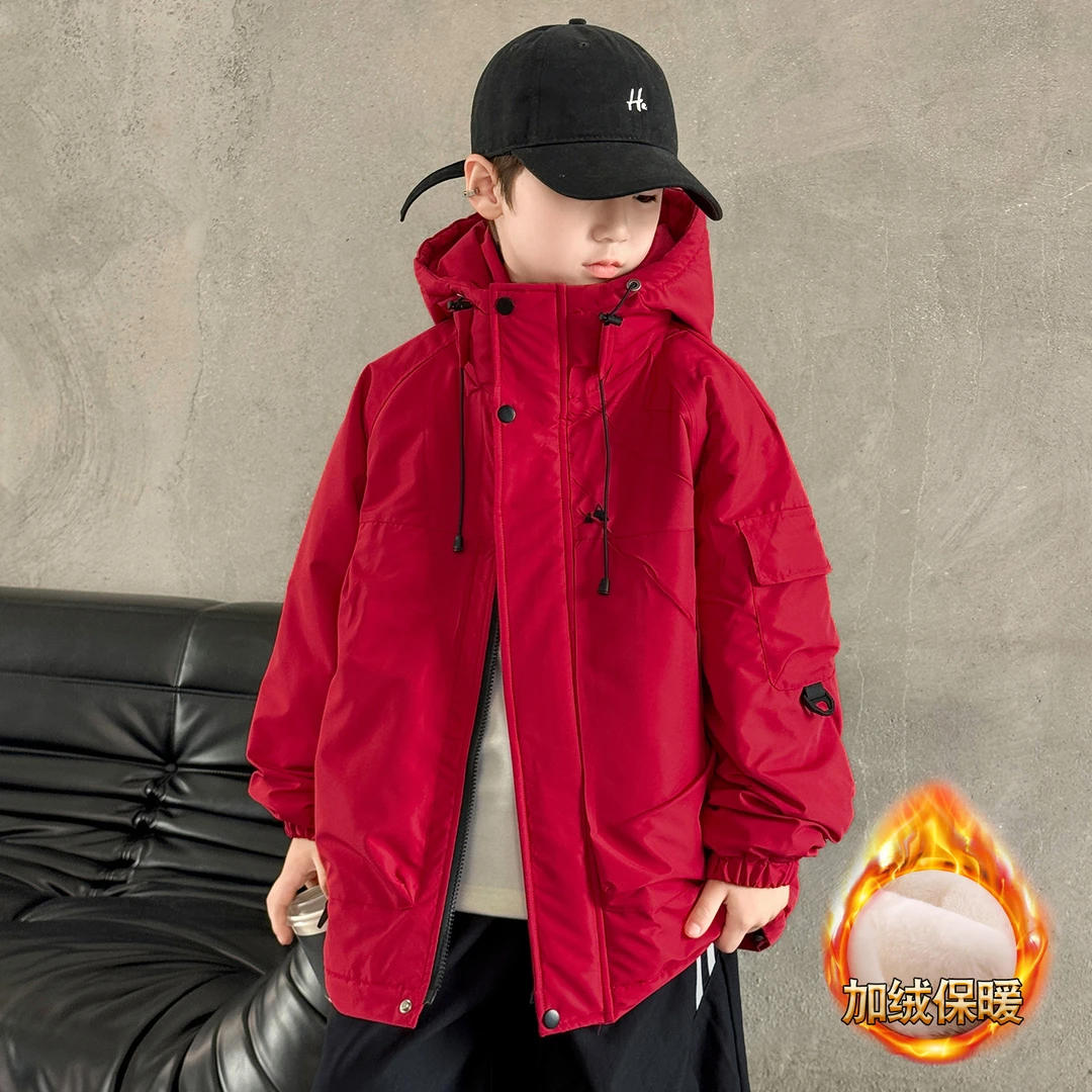 巴拉开门【商场同款】男童加绒外套新款冬装棉衣中大童男孩加厚保