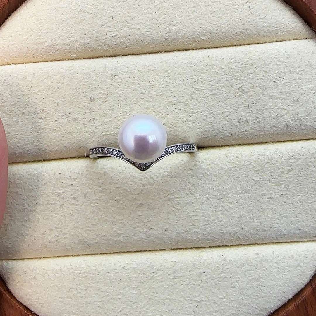 淡水珍珠戒指银S925镶嵌