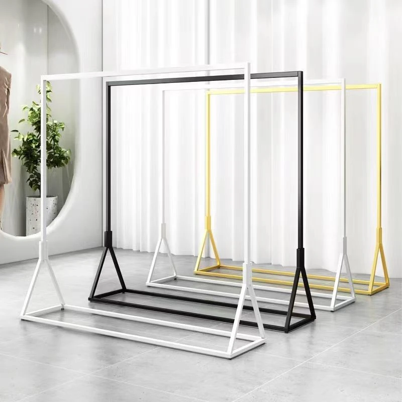 新疆包邮铁艺服装架落地式挂衣架带轮子服装店货架衣服展示架商场