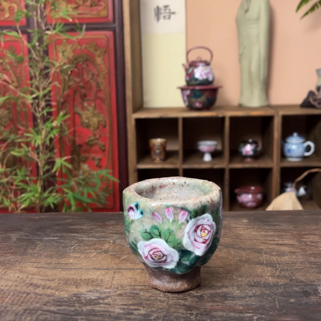 杯柴烧手工手绘陶瓷