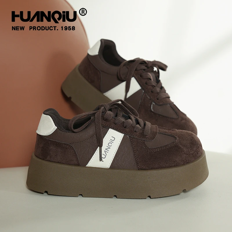 环球女鞋冬季新款2025爆款增高5CM厚底板鞋女复古百搭休闲运动鞋