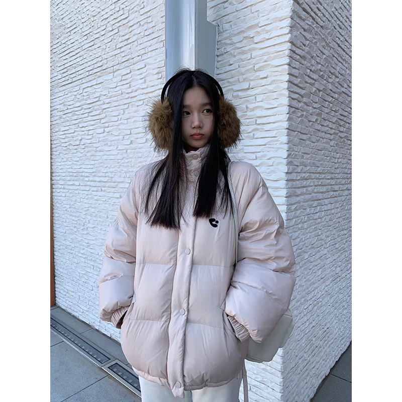 王少女的店【清清】灰粉色绣花长袖棉服秋冬休闲保暖上衣 Y28733S44