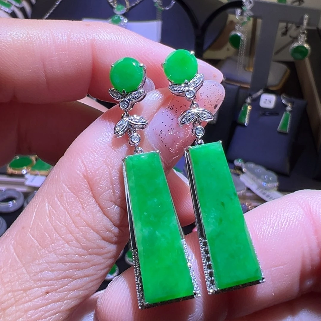 翡翠耳饰18K金镶嵌耳环