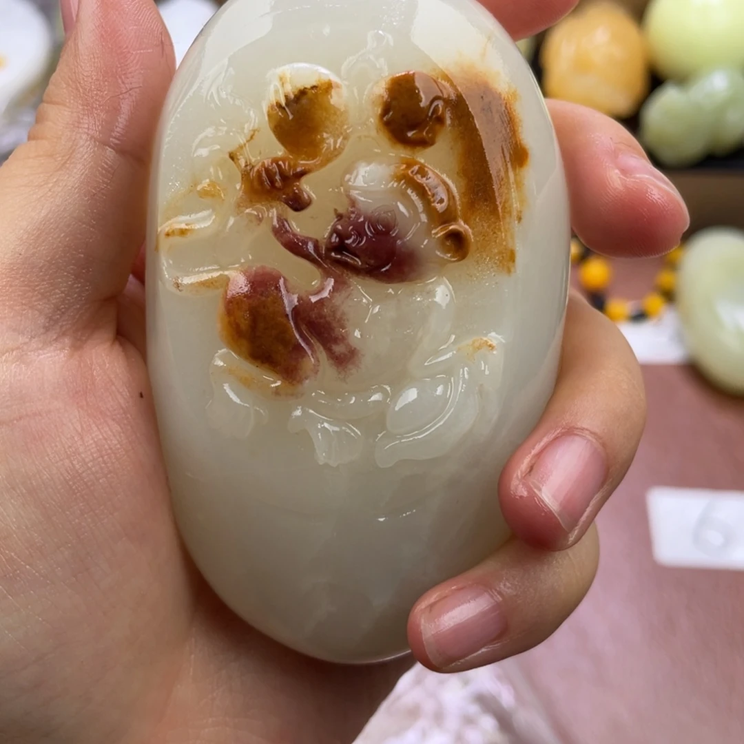 万***、石材天然古石手把件