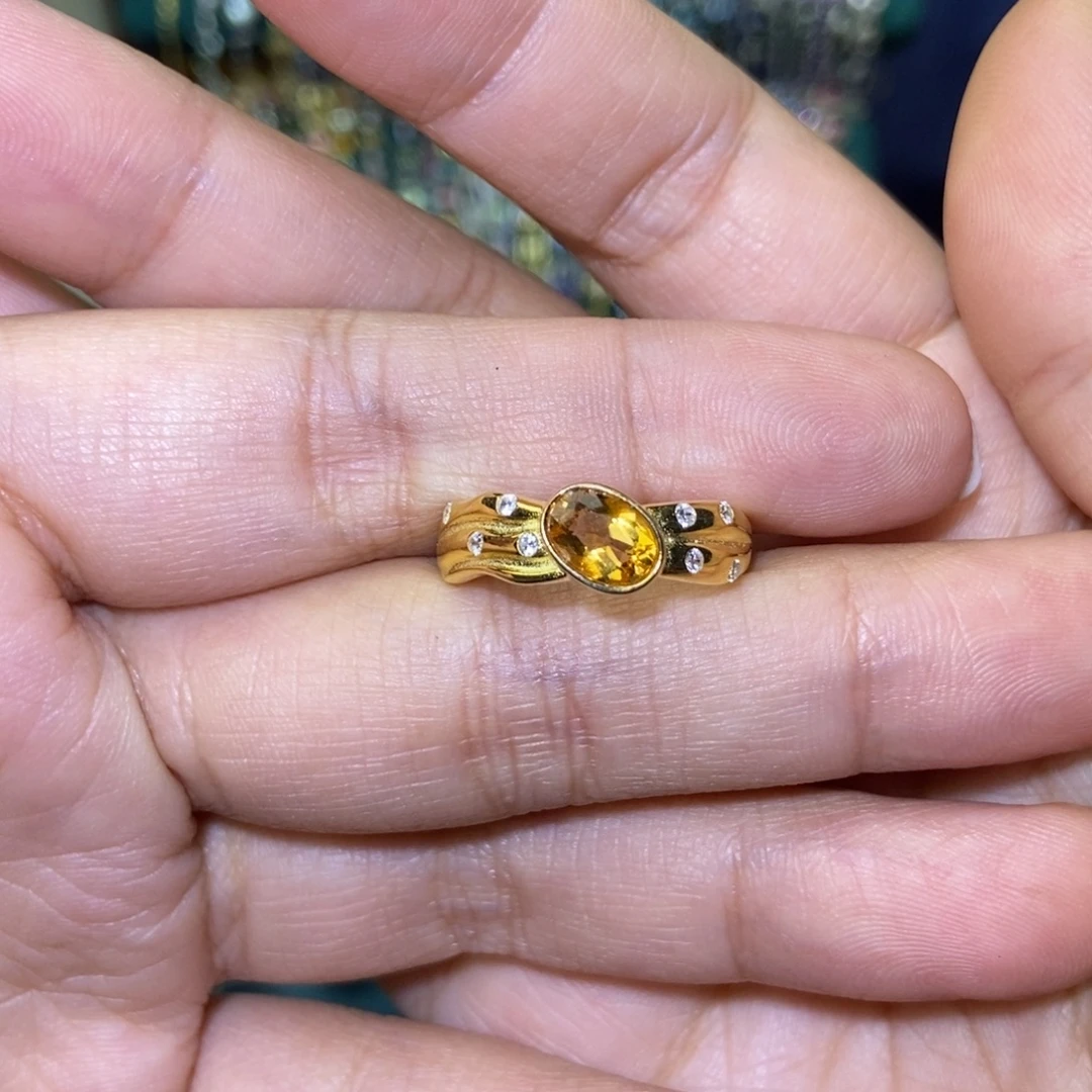 黄晶银S925镶嵌戒指