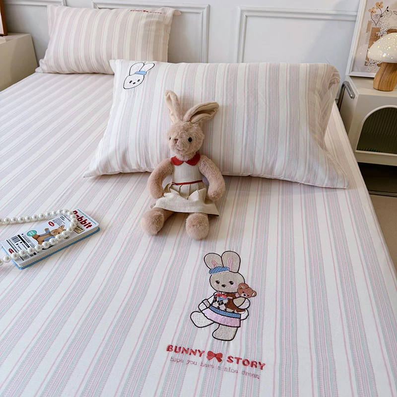 A类纯棉全棉双层纱床笠罩单件床单套学生宿舍床垫保护罩四季通用