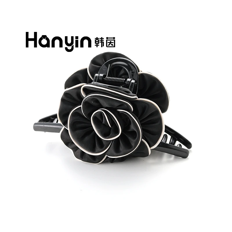 2025新款气质黑白山茶花大发量簪花抓夹成人优雅设计感百搭发饰女