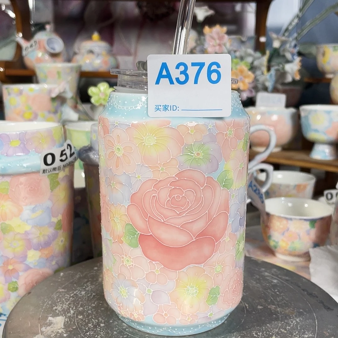 陶瓷双饮款釉下五彩玉泥可乐罐随行杯