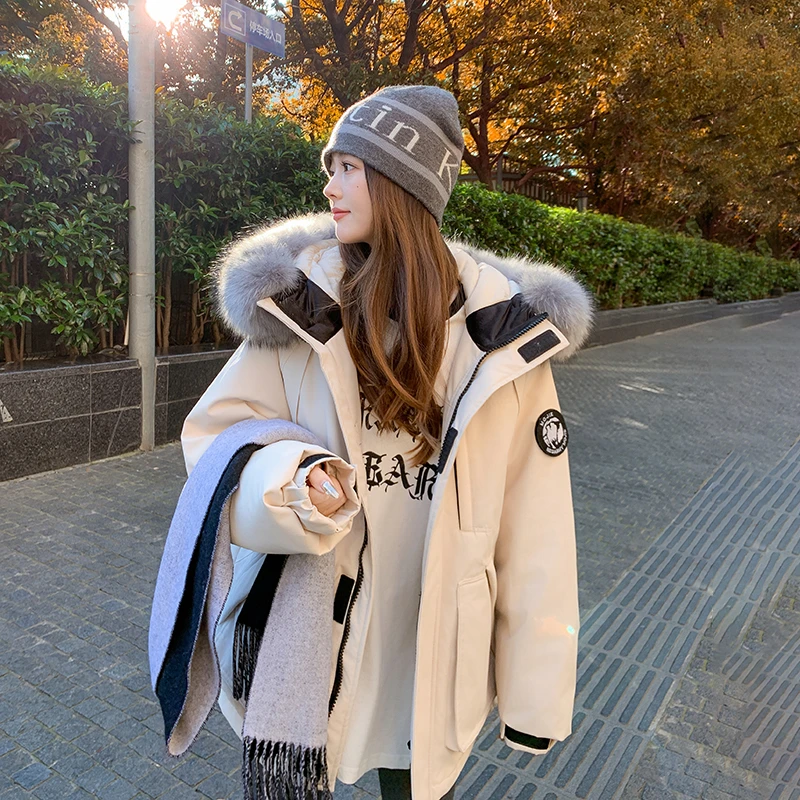 羽绒服女中长款2025冬季新款工装外套加厚派克服防寒冲锋衣小个子