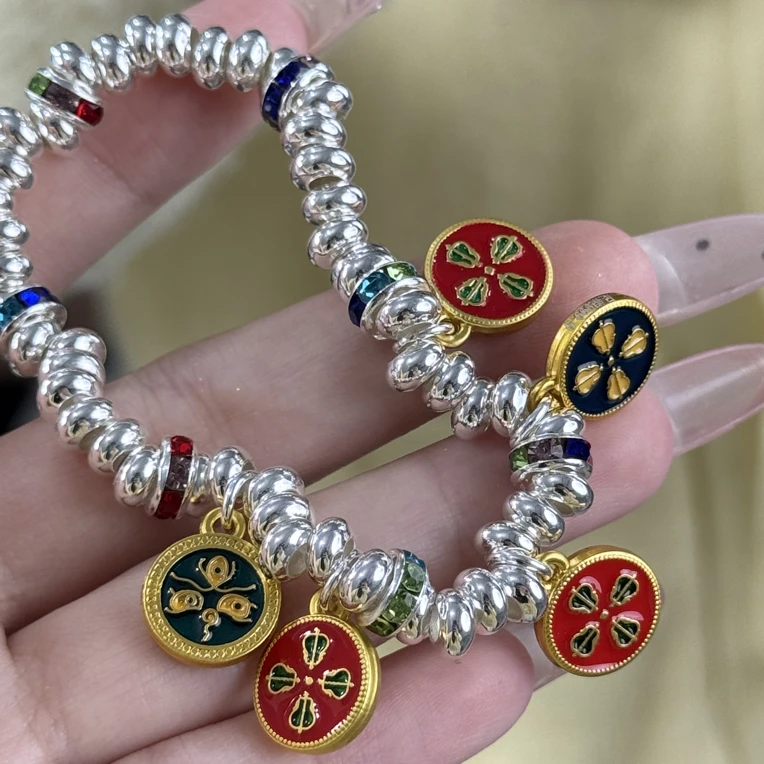 足银手链  31号【五路财神】足银999手链盘缠珐琅彩不掉色20g