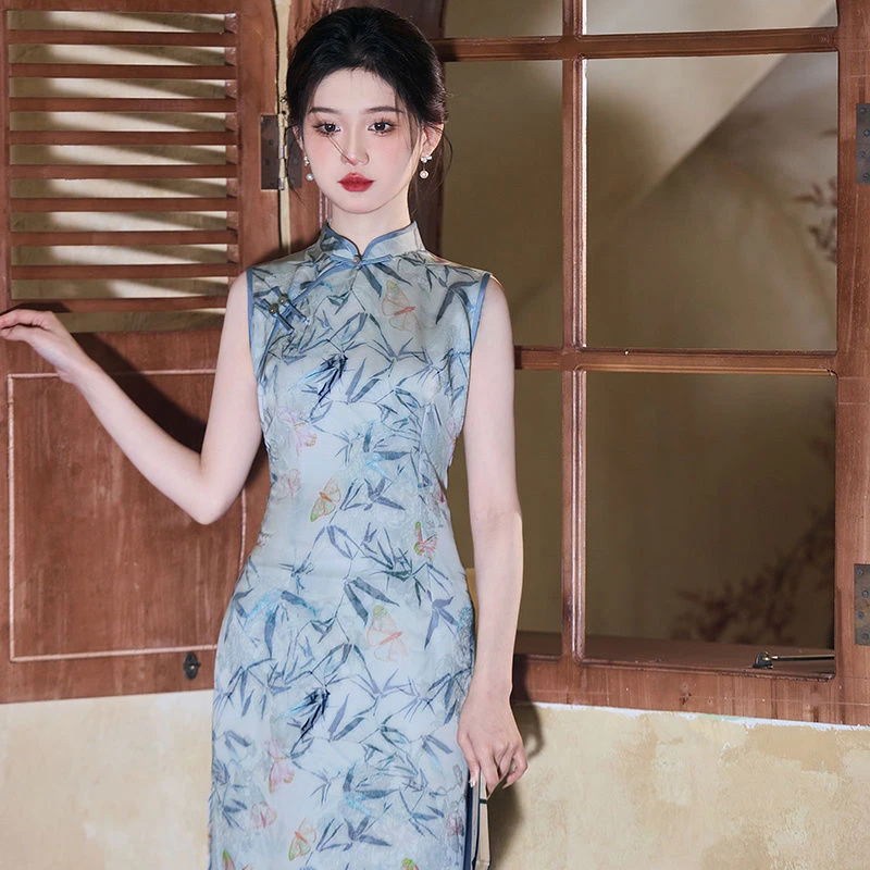 复古日常改良旗袍新款2025夏季新中式国风气质少女年轻无袖连衣裙