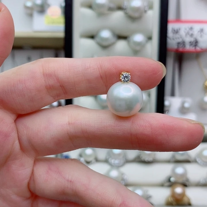 银S925镶嵌淡水珍珠戒指12+A