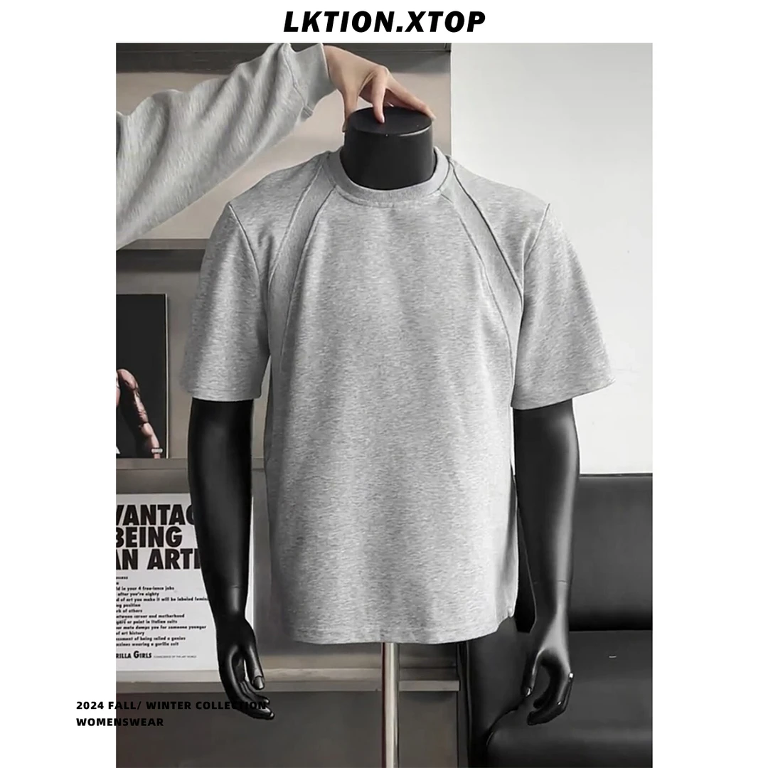 LK正品  2025夏季新款空气层弹力短袖T恤男半袖上衣夏装速干透气