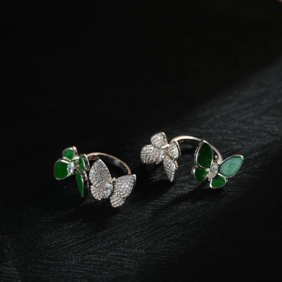 【老掌柜】翡翠蝴蝶戒指/BAM052817/多样性发一