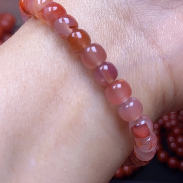 玛瑙/玉髓手链未镶嵌卡6+冰飘花荔枝墩