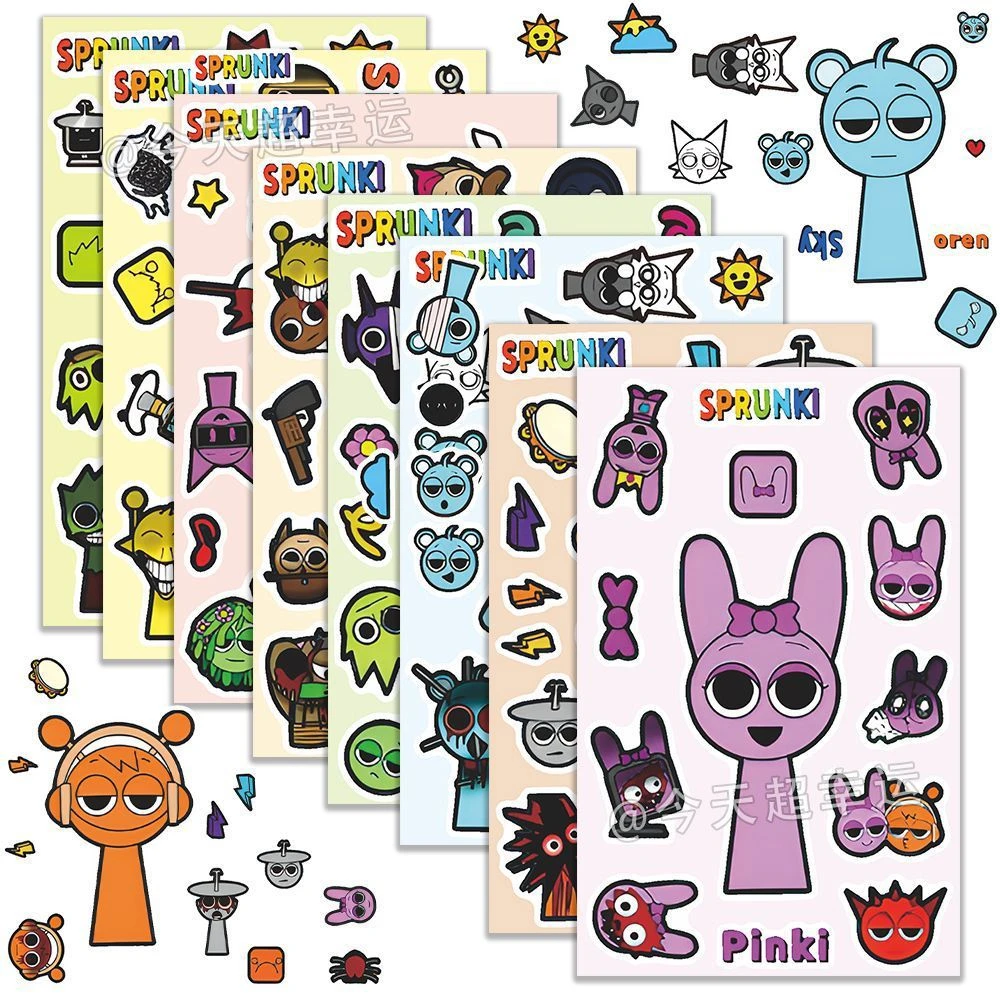 节奏盒子贴纸sprunki周边可爱创意装饰笔记本手账素材diy防水贴画