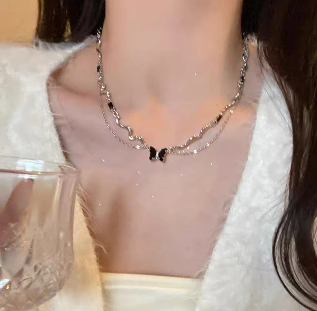 钛钢锆石项链 蝴蝶项链自选链接