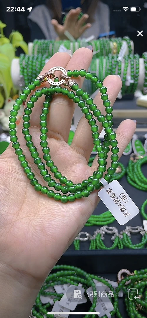 天然A货翡翠 满色满绿卡5项链