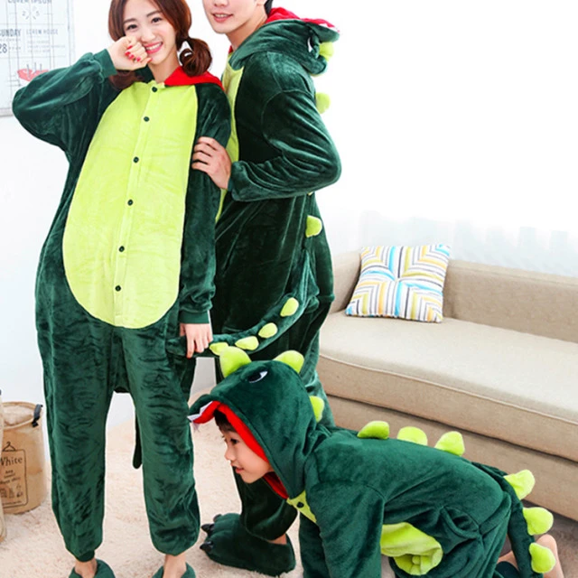 亲子连体睡衣春秋母女母女三口家装儿童成人卡通长袖套装