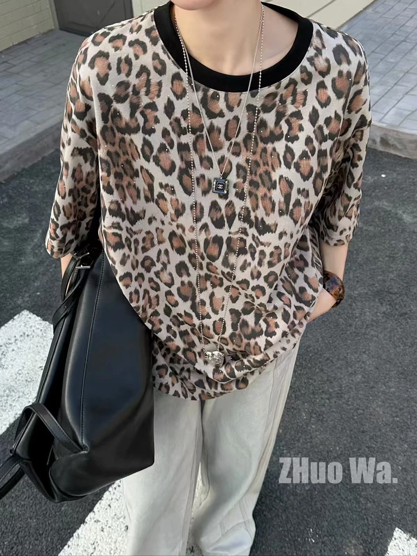 ZW2185豹纹钻钻半袖