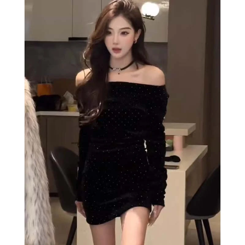 【V】【无拉链】性感连衣裙秋冬新款高级穿搭打底包臀短裙子JT0261