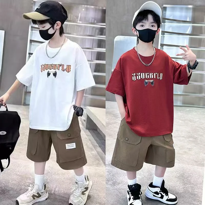 男童夏装套装2025新款儿童痞帅男孩夏季短袖中大童潮帅气时髦炸街