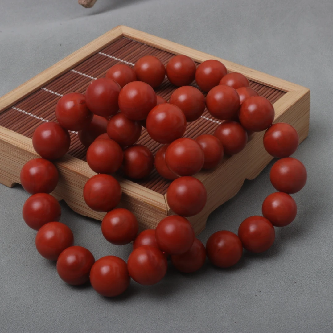 高品精美保山南红玛瑙14mm左右圆珠手串一条N447（多样性发其一）