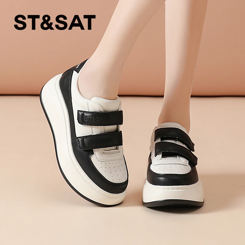 St&Sat/星期六魔术贴休闲板鞋百搭板鞋厚底秋季时尚高跟小众韩版