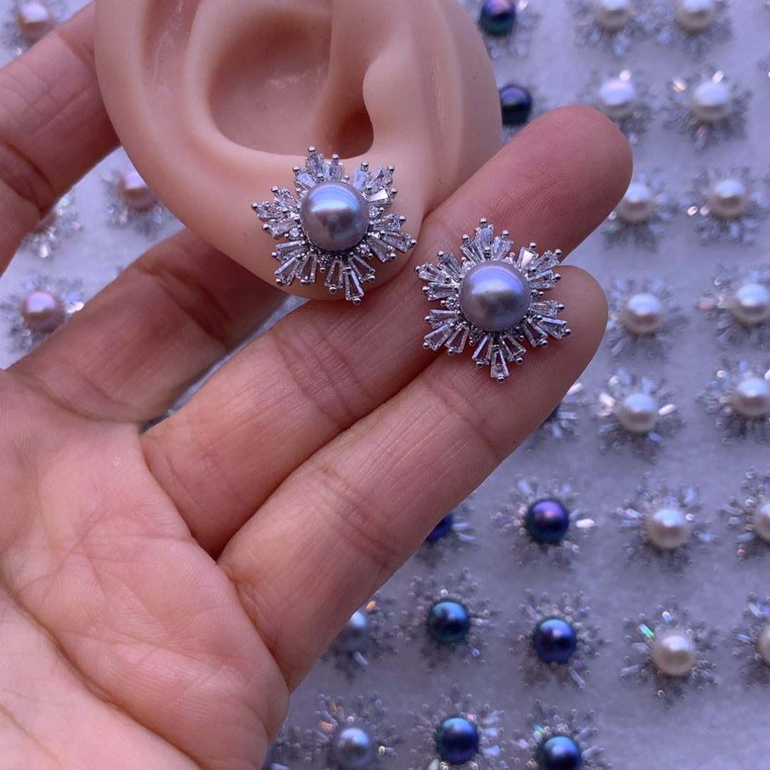 淡水珍珠耳饰合金