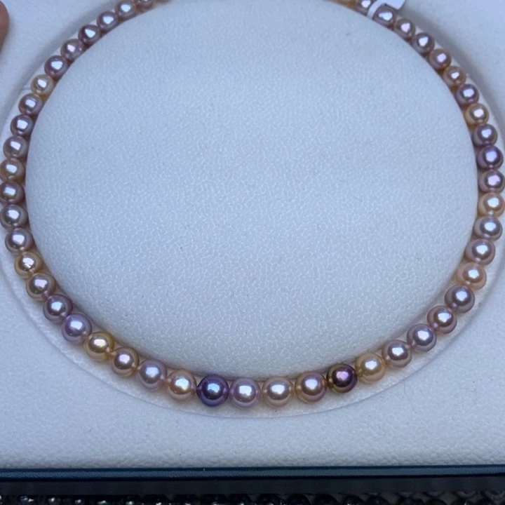 淡水珍珠未镶嵌项链圆巴 7.5-8