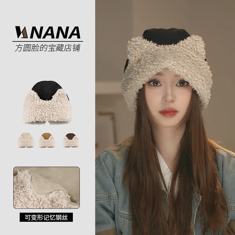 原创设计 小猫冷帽 秋季可爱猫耳拼接显脸小保暖时尚包头帽秋冬女