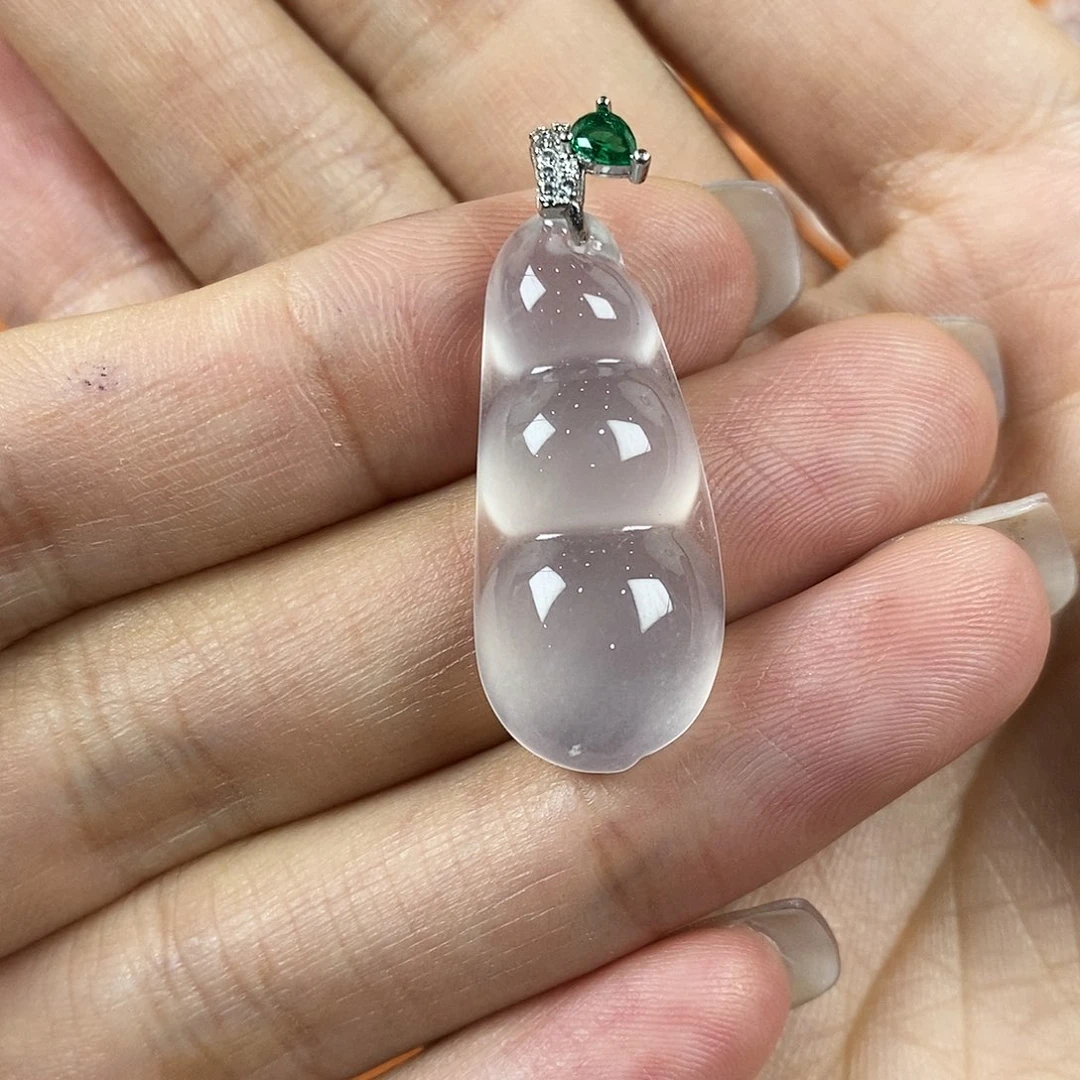 石英质玉吊坠银S925镶嵌