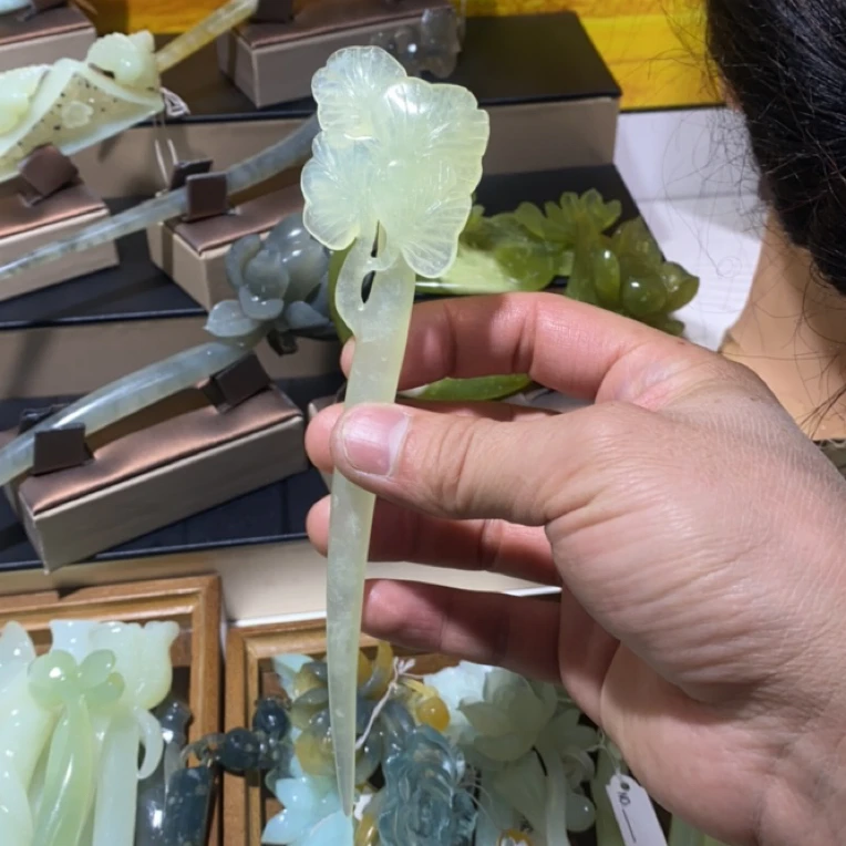 岫玉发簪、头饰、汉服发饰、简约玉簪、日常百搭、古风玉簪、精致发簪