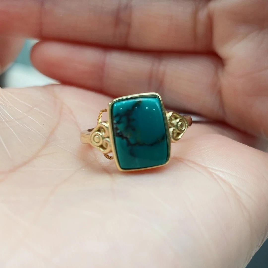 绿松石戒指银S925镶嵌