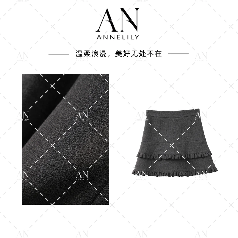 ANNELILY安琪琪【百媚】时尚设计师气质百搭休闲半身裙AQ2512003