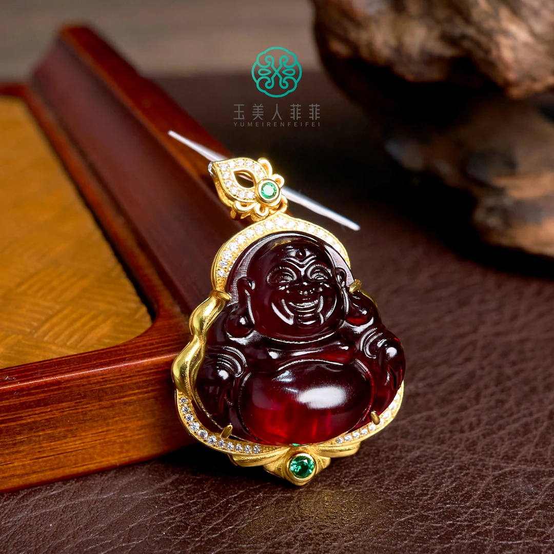 菲菲珠宝好@S925血珀佛公约43*28mm吊坠/多样性发一