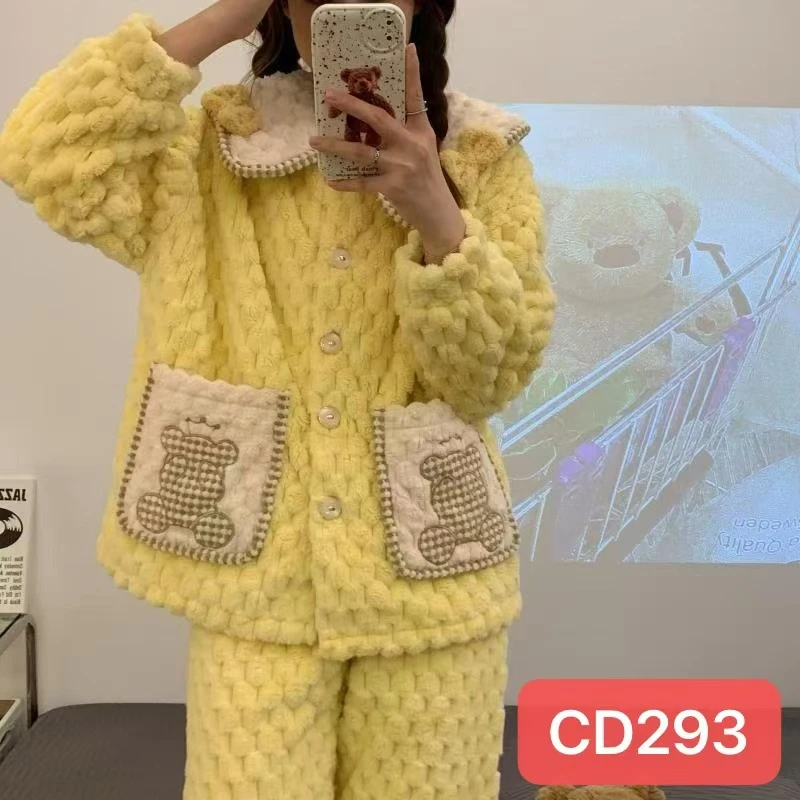 CD293秋冬新款季贵妃绒睡衣女款加绒加厚