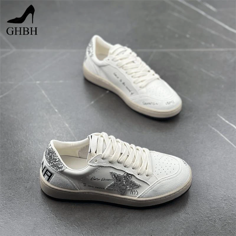 复古拼色做旧擦色星星板鞋女韩版春夏透气百搭休闲运动上线小脏鞋