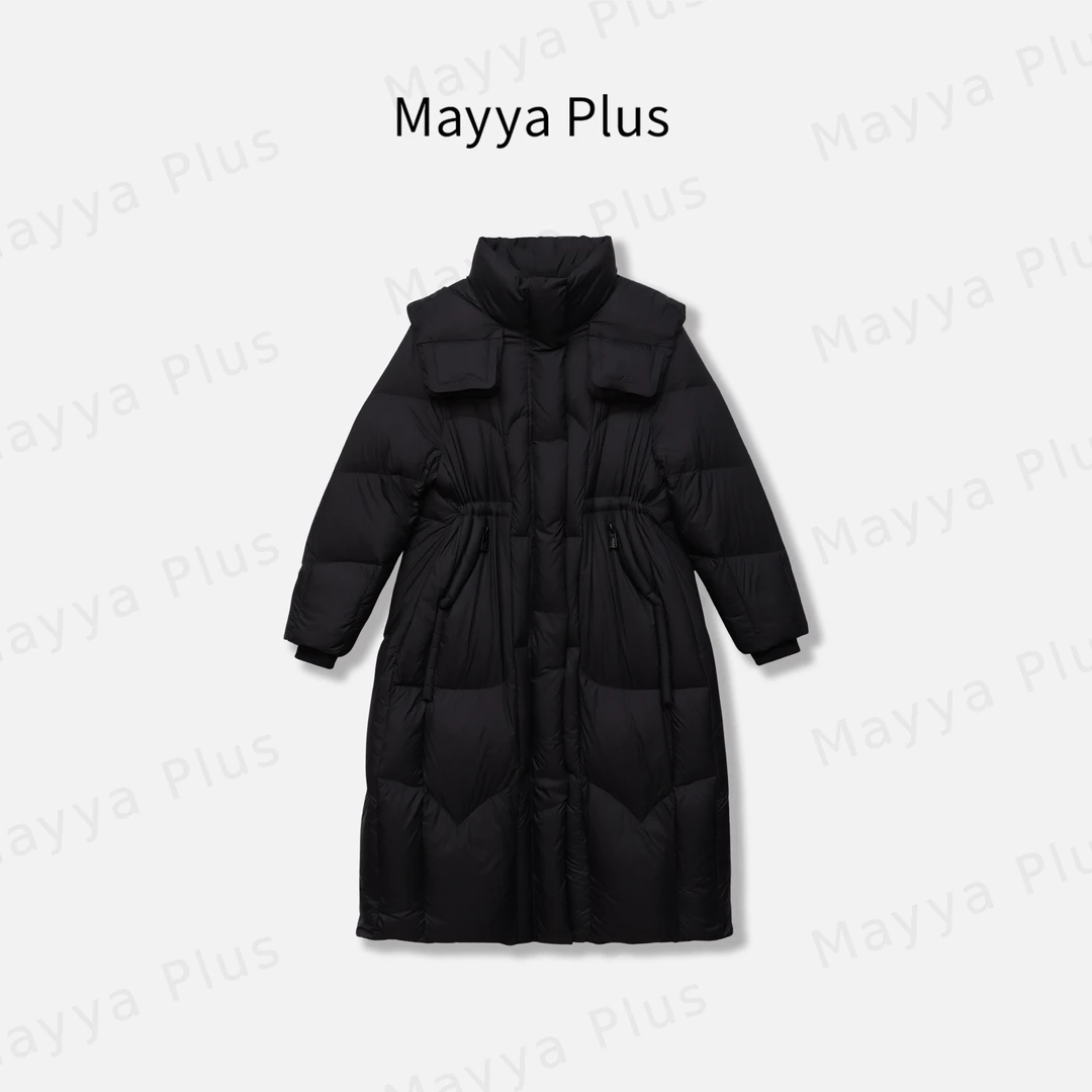 【冰岛之恋】Mayya Plus麦芽定制气质流光风中长羽绒服外套32546531