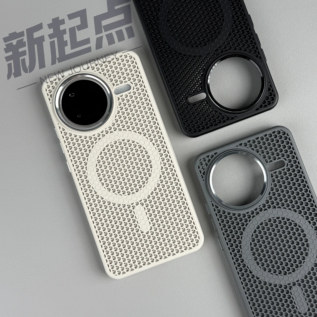 适用红米k80手机壳新款蜂窝散热网壳磁吸k80pro磨砂无线充电夏天