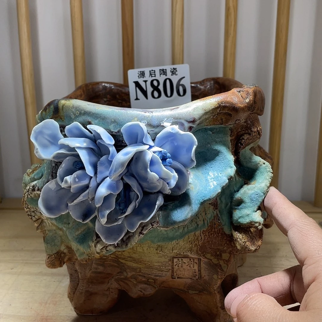 紫砂花盆景德镇陶瓷花盆806