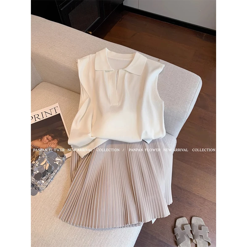 高级感简约休闲衬衫套装女夏季新款复古不规则气质显瘦裙子两件套