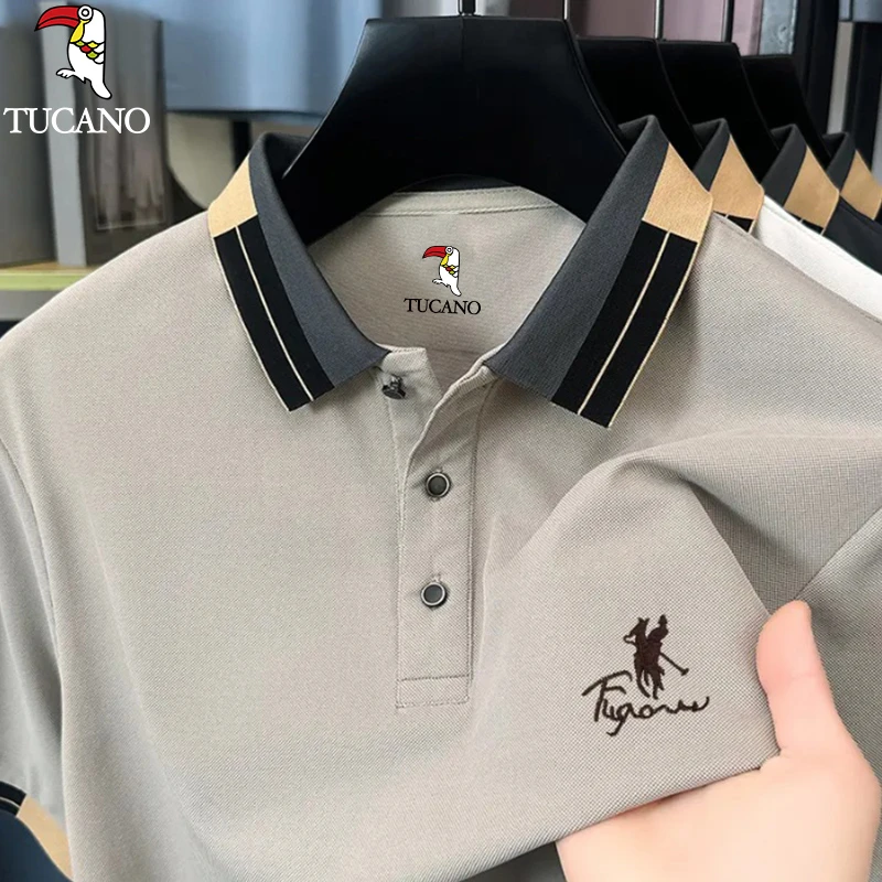 啄木鸟夏季翻领刺绣POLO衫男士商务休闲宽松透气时尚百搭上衣服男