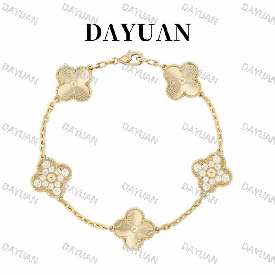 合金手链 金色V金3.0版本五花系列高定五花手链百搭饰品轻奢小众