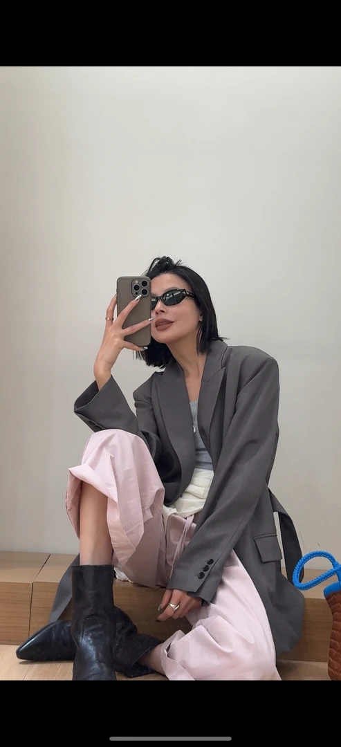 ZLAbout-us【新春上新】慵懒风通勤西装中长款自带垫肩时尚女装0273