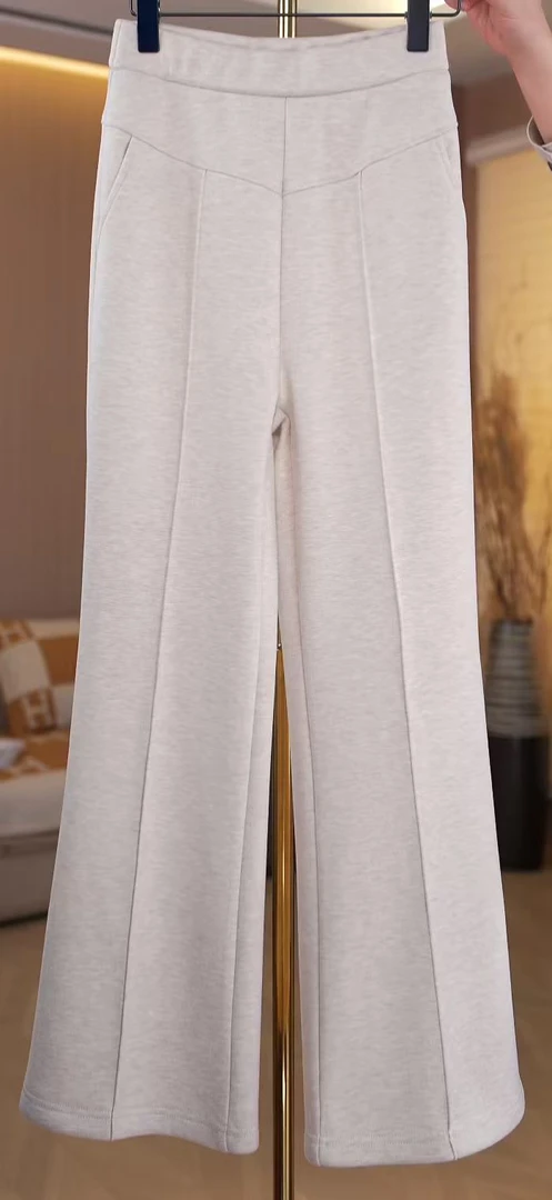 露露【风雪】窄版阔腿裤微喇蘑糯糯m高档毛衣喇叭裤-3712#